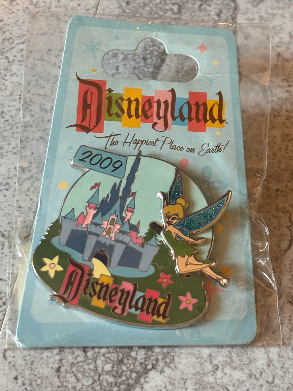 2009 Disney TINKER BELL SLEEPING BEAUTY CASTLE Disneyland Sliding Pin
